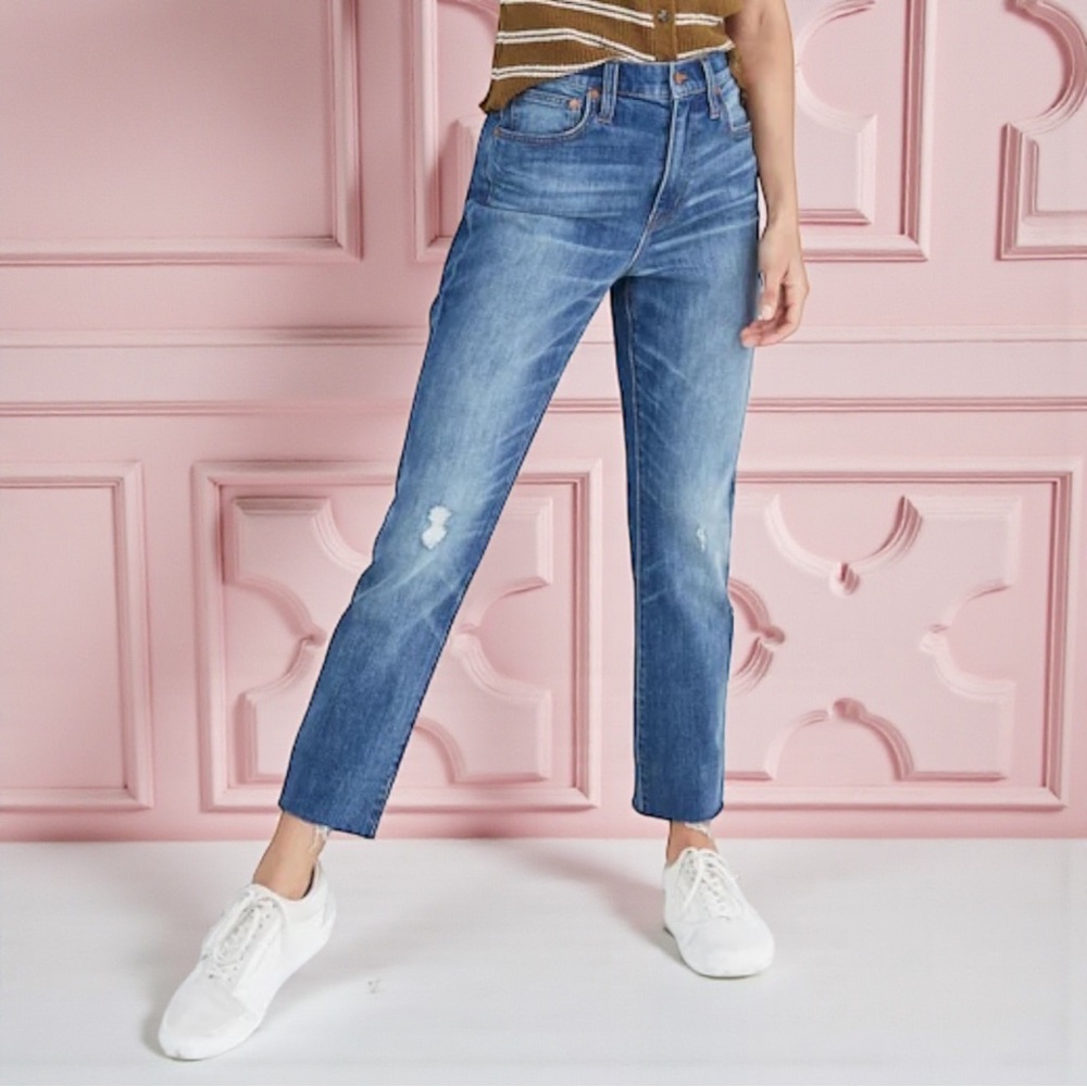 MADEWELL The High Rise Crop Slim Boyjean Jean in Dover Wash 26